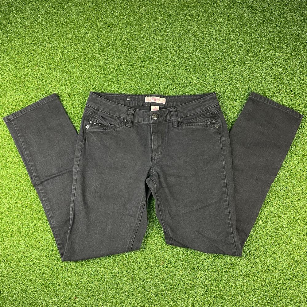 Candie's Women's Black Studded Skinny Jeans Y2K Stretch Denim Size 9 Low Rise